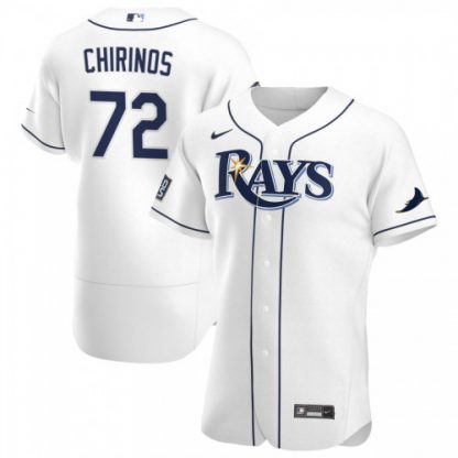 Tampa Bay Tampa Bay Rays #72 Yonny Chirinos Men's Nike White Home 2020 World Series Bound Authentic Player MLB Jersey