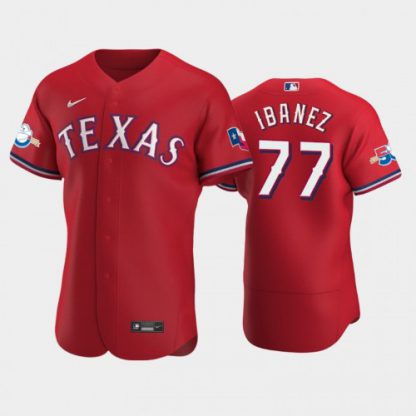 Texas Texas Rangers #77 Andy Ibanez Authentic 50th Anniversary Men's Nike Alternate MLB Jersey - Red