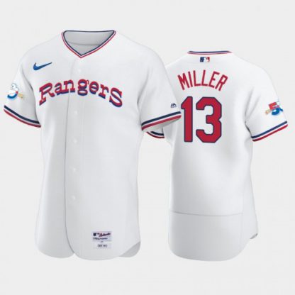 Texas Texas Rangers #13 Brad Miller 1972 Throwback 50th Anniversary Authentic Men's Nike MLB Jersey - White
