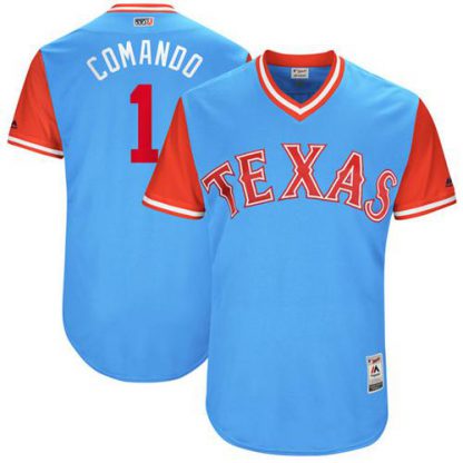 Texas Rangers #1 Elvis Andrus Light Blue "Comando" Players Weekend Authentic Stitched MLB Jersey