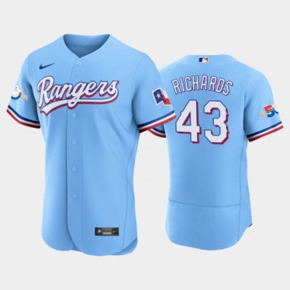 Texas Texas Rangers #43 Garrett Richards Authentic 50th Anniversary Men's Nike Alternate MLB Jersey - Light Blue