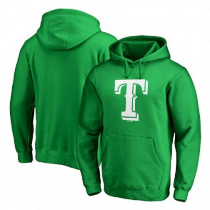 Texas Texas Rangers Majestic St. Patrick's Day White Logo Pullover Hoodie Kelly Green