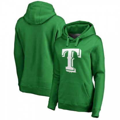 Texas Texas Rangers Majestic Women's St. Patrick's Day White Logo Pullover Hoodie Kelly Green