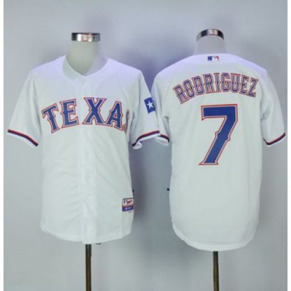 Texas Rangers #7 Ivan Rodriguez White Cool Base Stitched MLB Jersey