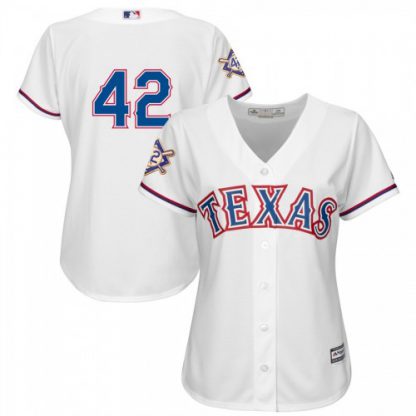 Texas Texas Rangers #42 Majestic Women's 2019 Jackie Robinson Day Official Cool Base Jersey White