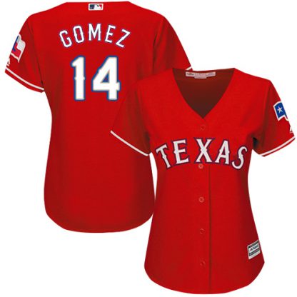 Texas Rangers #14 Carlos Gomez Red Alternate Women's Stitched MLB Jersey
