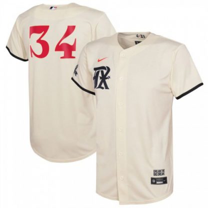 Texas Texas Rangers #34 Nolan Ryan Youth Nike Cream 2023 City Connect Replica Player Jersey