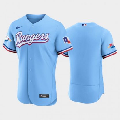 Texas Texas Rangers Blank Authentic 50th Anniversary Men's Nike Alternate MLB Jersey - Light Blue