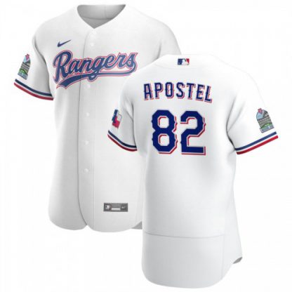 Texas Texas Rangers #82 Sherten Apostel Men's Nike White Home 2020 Authentic Patch Player MLB Jersey