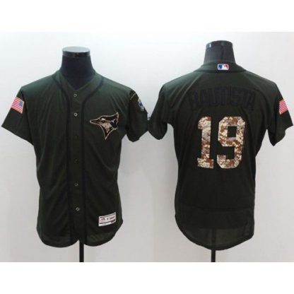Toronto Blue Jays #19 Jose Bautista Green Flexbase Authentic Collection Salute to Service Stitched MLB Jersey