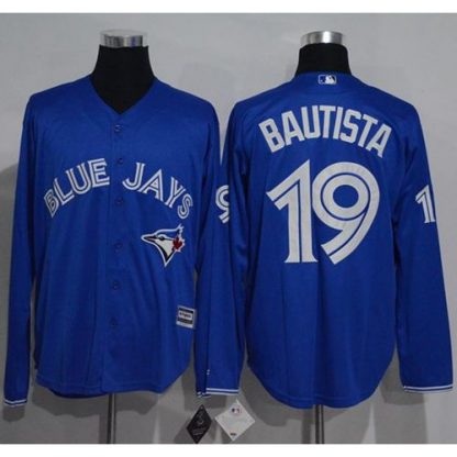 Toronto Blue Jays #19 Jose Bautista Blue New Cool Base Long Sleeve Stitched MLB Jersey