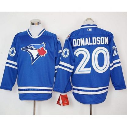 Toronto Blue Jays #20 Josh Donaldson Blue Long Sleeve Stitched MLB Jersey