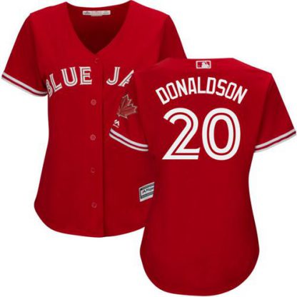 Toronto Blue Jays #20 Josh Donaldson Red Canada Day Women's Stitched MLB Jersey