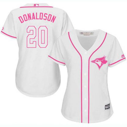Toronto Blue Jays #20 Josh Donaldson White/Pink Fashion Women's Stitched MLB Jersey