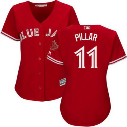 Toronto Blue Jays #11 Kevin Pillar Red Canada Day Women's Stitched MLB Jersey