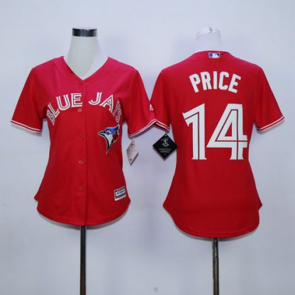 Toronto Blue Jays #14 David Price Red Canada Day Women's Stitched MLB Jersey