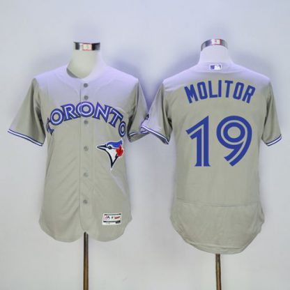 Toronto Blue Jays #19 Paul Molitor Grey Flexbase Authentic Collection Stitched MLB Jersey