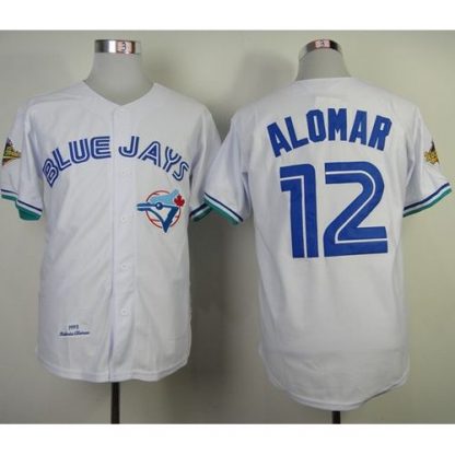 Mitchell And Ness 1993 Toronto Blue Jays #12 Roberto Alomar White Throwback Stitched MLB Jersey