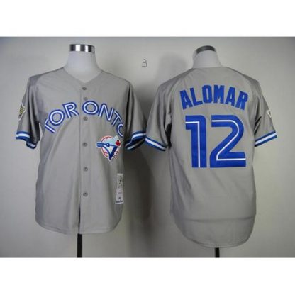 Mitchell And Ness Toronto Blue Jays #12 Roberto Alomar Grey Stitched MLB Throwback Jersey