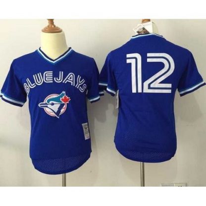 Mitchell And Ness Toronto Blue Jays #12 Roberto Alomar Blue Throwback Stitched MLB Jersey