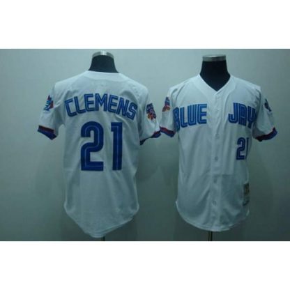 Mitchell And Ness Toronto Blue Jays #21 Roger Clemens Stitched White MLB Jersey