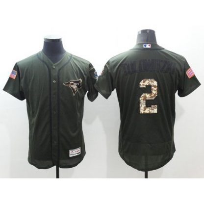 Toronto Blue Jays #2 Troy Tulowitzki Green Flexbase Authentic Collection Salute to Service Stitched MLB Jersey