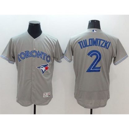 Toronto Blue Jays #2 Troy Tulowitzki Grey Flexbase Authentic Collection Stitched MLB Jersey