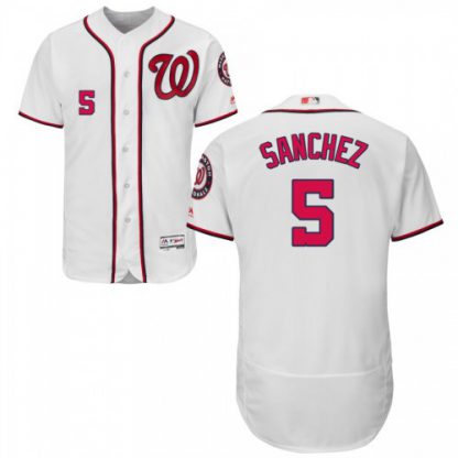 Washington Washington Nationals #5 Adrian Sanchez Home Flex Base White Stitched MLB Jersey