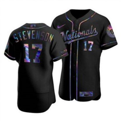 Washington Washington Nationals #17 Andrew Stevenson Men's Nike Iridescent Holographic Collection MLB Jersey - Black