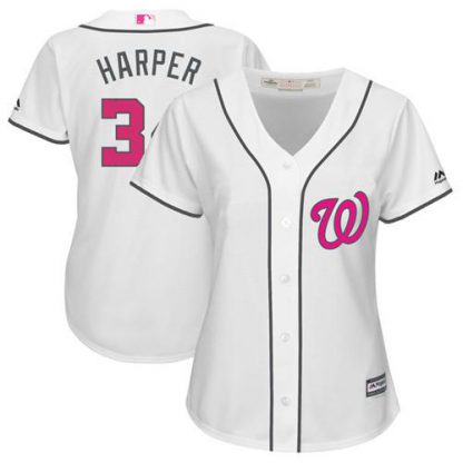 Washington Nationals #34 Bryce Harper White Mother's Day Cool Base Women's Stitched MLB Jersey