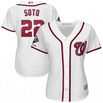 Washington Washington Nationals #22 Juan Soto Majestic Women's 2019 World Series Champions Home Official Cool Base Bar Patch Player Jersey White