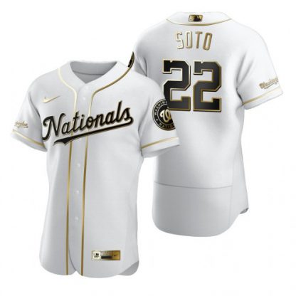 Washington Washington Nationals #22 Juan Soto White Nike Men's Authentic Golden Edition MLB Jersey