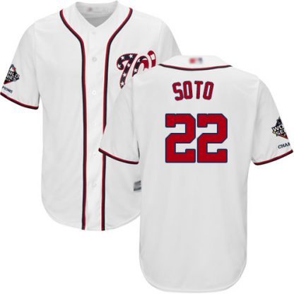 Washington Nationals #22 Juan Soto White New Cool Base 2019 World Series Champions Stitched MLB Jersey