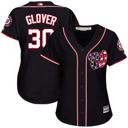 Washington Nationals #30 Koda Glover Navy Blue Alternate Women's Stitched MLB Jersey