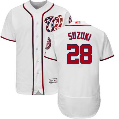 Washington Nationals #28 Kurt Suzuki White Flexbase Authentic Collection Stitched MLB Jersey