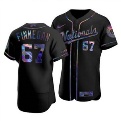 Washington Washington Nationals #67 Kyle Finnegan Men's Nike Iridescent Holographic Collection MLB Jersey - Black