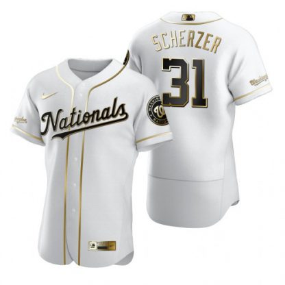 Washington Washington Nationals #31 Max Scherzer White Nike Men's Authentic Golden Edition MLB Jersey