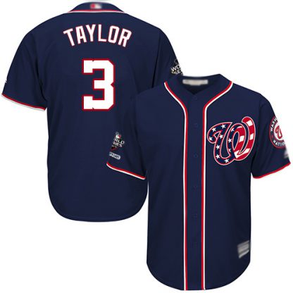 Washington Nationals #3 Michael Taylor Navy Blue Cool Base 2019 World Series Champions Stitched Youth MLB Jersey
