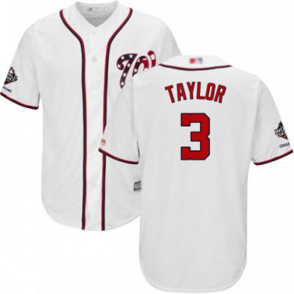 Washington Nationals #3 Michael Taylor White New Cool Base 2019 World Series Champions Stitched MLB Jersey