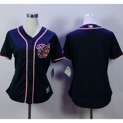 Washington Nationals Blank Navy Blue Alternate 2 Women's Stitched MLB Jersey