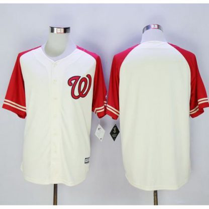 Washington Nationals Blank Cream/Red Exclusive New Cool Base Stitched MLB Jersey