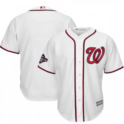 Washington Washington Nationals Majestic 2019 World Series Champions Home Cool Base Patch Jersey White