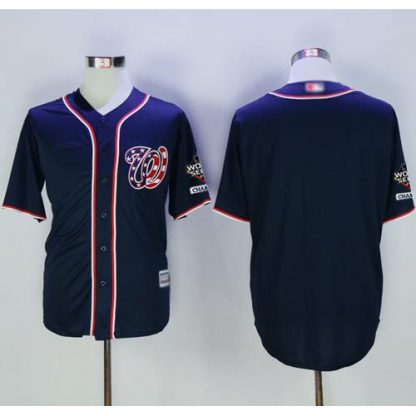 Washington Nationals Blank Navy Blue New Cool Base 2019 World Series Champions Stitched MLB Jersey