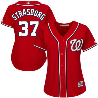 Washington Nationals #37 Stephen Strasburg Red Alternate Women's Stitched MLB Jersey
