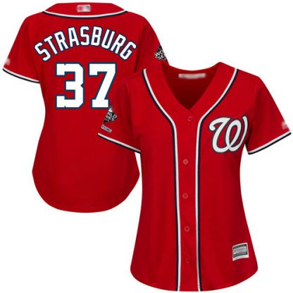 Washington Nationals #37 Stephen Strasburg Red Alternate 2019 World Series Champions Women's Stitched MLB Jersey
