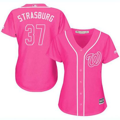 Washington Nationals #37 Stephen Strasburg Pink Fashion Women's Stitched MLB Jersey