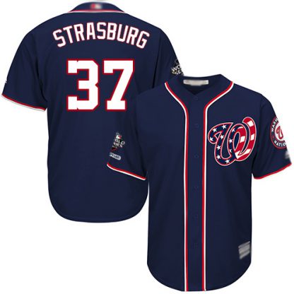Washington Nationals #37 Stephen Strasburg Navy Blue Cool Base 2019 World Series Champions Stitched Youth MLB Jersey