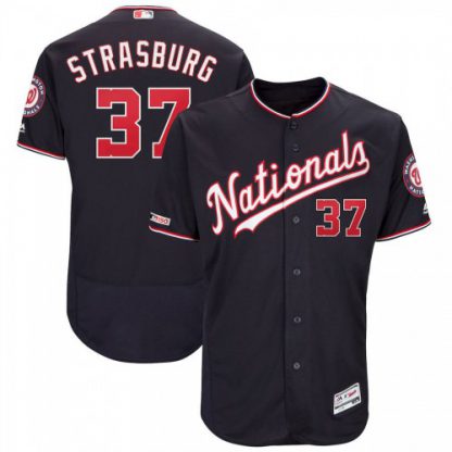 Washington Washington Nationals #37 Stephen Strasburg Majestic Alternate Authentic Collection Flex Base Player Jersey Navy