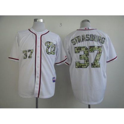 Washington Nationals #37 Stephen Strasburg White USMC Cool Base Stitched MLB Jersey