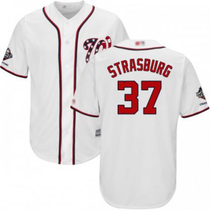 Washington Nationals #37 Stephen Strasburg White New Cool Base 2019 World Series Champions Stitched MLB Jersey